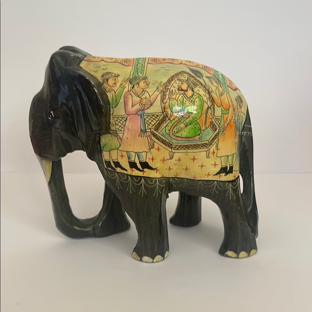 Intricately Painted Elephant Figurine
